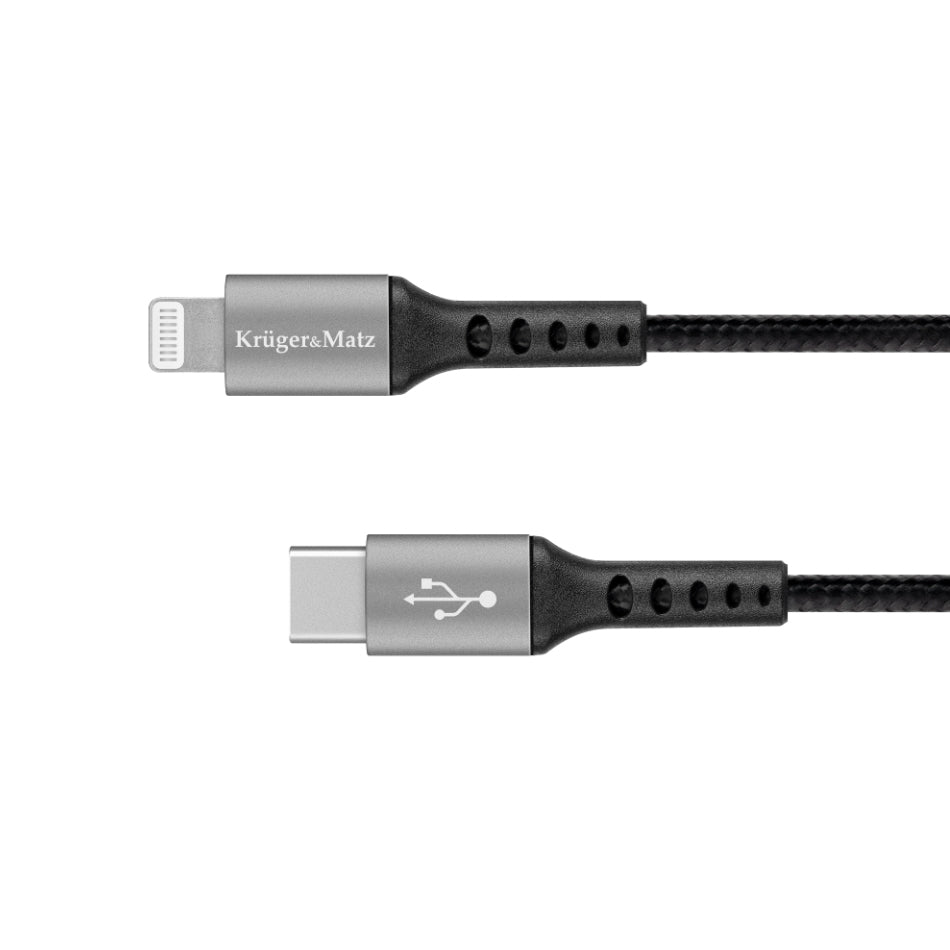 Kabel KRUGER & MATZ KM1267 USB-C/Lightning C94 MFi 1m Black - rozbaleno - poškozený obal