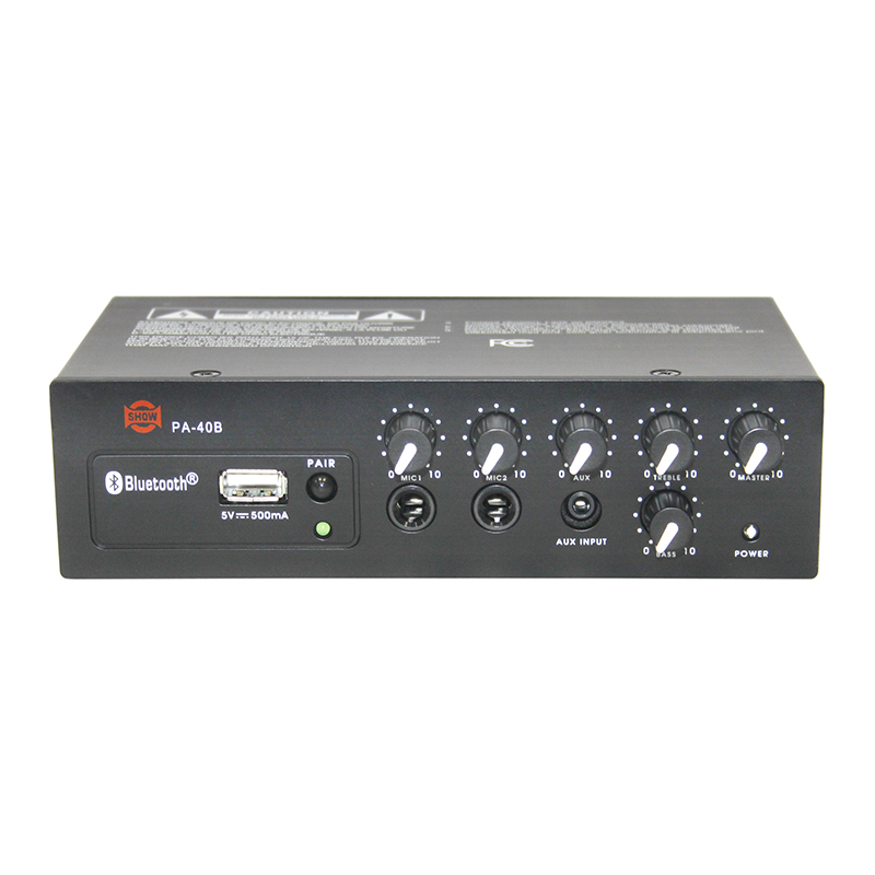 Zesilovač SHOW PA-40B (audio), Bluetooth, 1 x 40W/4 ? - rozbaleno / lehce poškozený obal