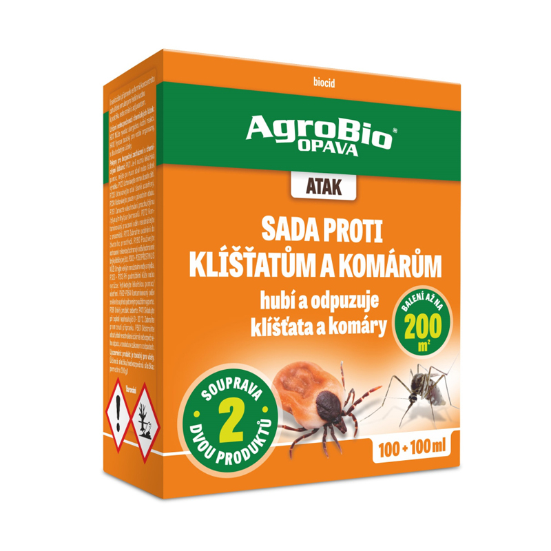 Sada proti klíšťatům a komárům AGROBIO Atak 200ml - rozbaleno / bez obalu / kompletní