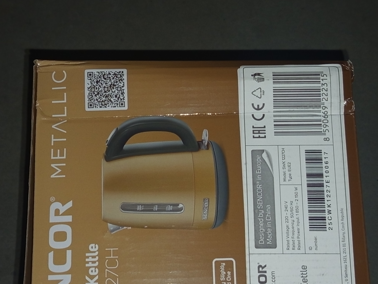 Konvice rychlovarná SENCOR SWK 1227CH - rozbaleno - pomačkaný obal