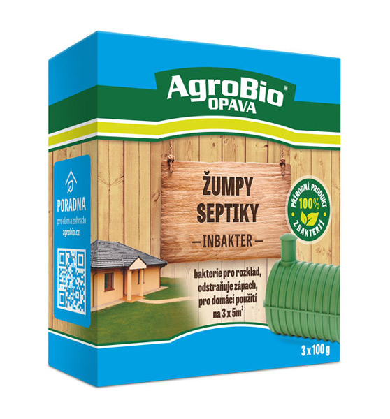 Přípravek k rozkladu org. nečistot v žumpách a septicích AGROBIO Inbakter 3x100g - exp. 2. 11. 2025