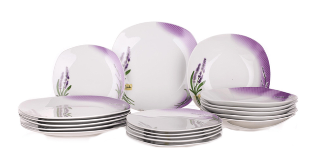 Sada jídelní BANQUET Lavender - rozbaleno - JEN 4x dezertní talíř a 5x mělký talíř