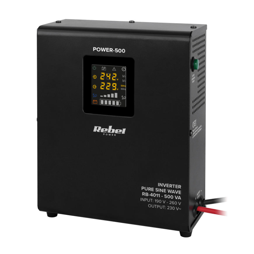 Zdroj záložní REBEL POWER-500 12V 230V 500VA 300W Black nástěnný - rozbaleno - mírně poškozený obal