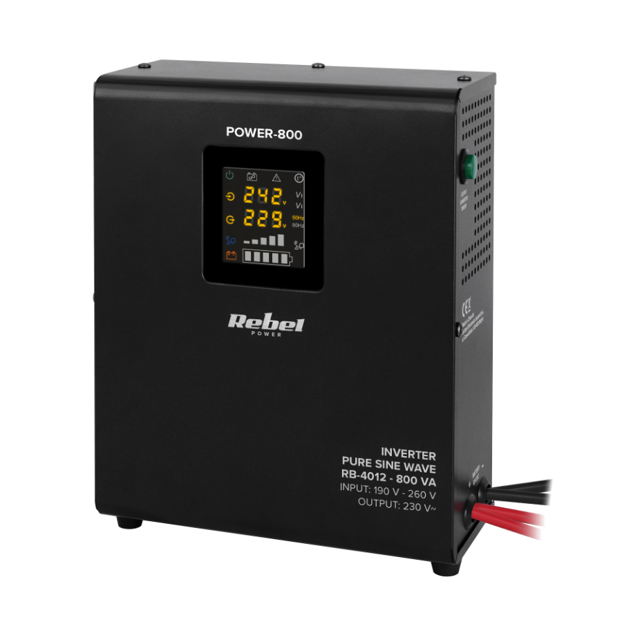 Zdroj záložní REBEL POWER-800 12V 230V 800VA 500W Black nástěnný - rozbaleno - kontrolně vyzkoušeno