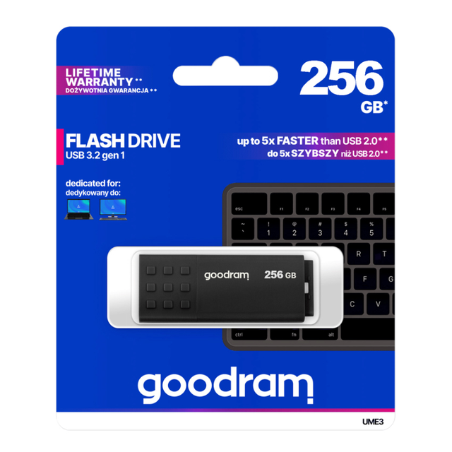 Flash disk GOODRAM USB 3.2 256GB černý - rozbaleno - poškozený obal