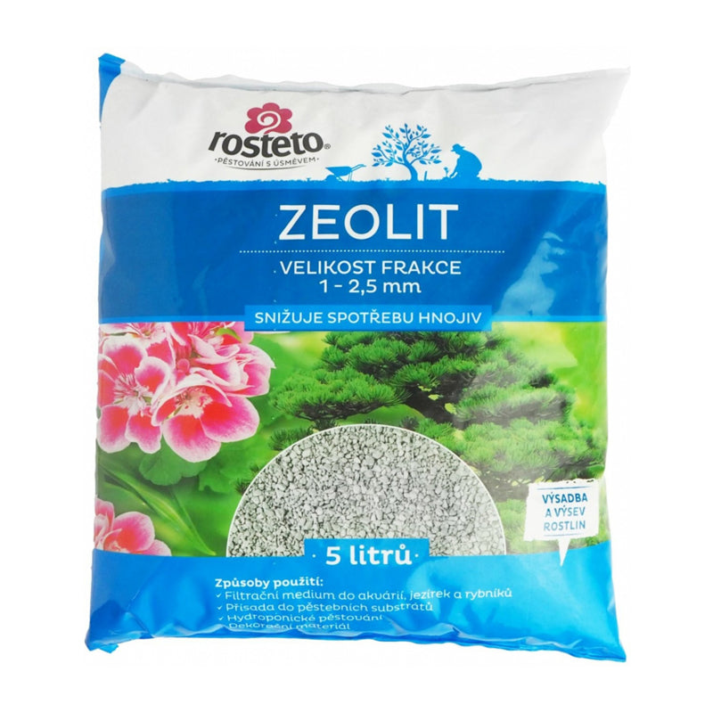 Zeolit ROSTETO 1-2,5mm 5l - rozbaleno - počškozený obal, cca 1kg vysypáno