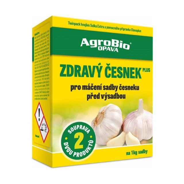 Přípravek ke hnojení česneku AGROBIO Zdravý Česnek Plus NEW 10g + 50ml - expirace 1. 10. 2025