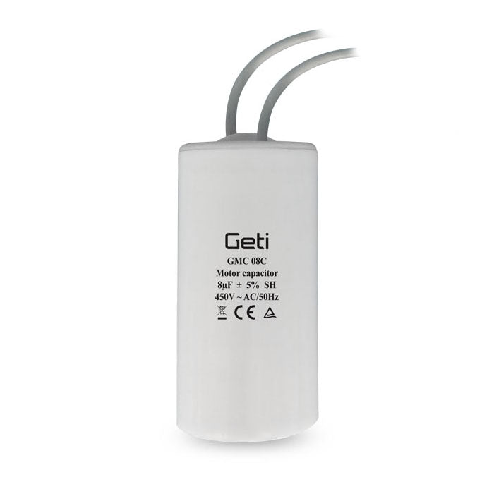 Kondenzátor rozběhový motorový   8uF 450V GETI GMC 08C - rozbaleno / poškozený obal